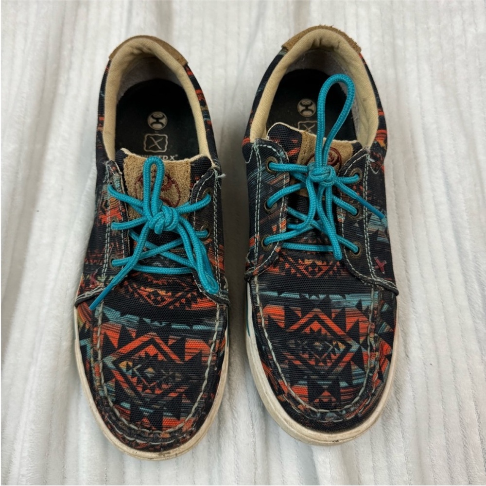 Aztec Patterned Sneakers with Blue Laces